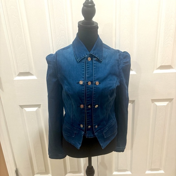 BEBE women's Double Breasted stretch denim jack size M - Picture 1 of 6